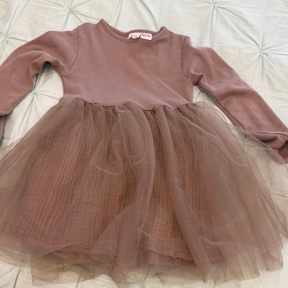 Zara Brown Kids Dress with Tulle Skirt